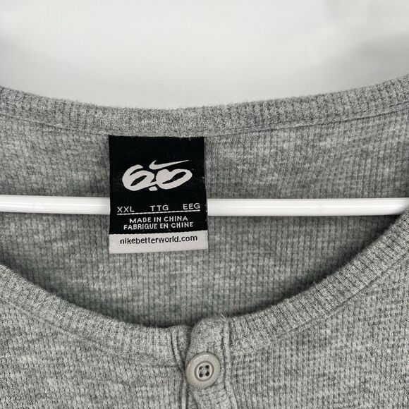 Nike 6.0 Henley LS Thermal Shirt Gray Mens 2X XXL Cotton Logo Skateboarding - Picture 5 of 12